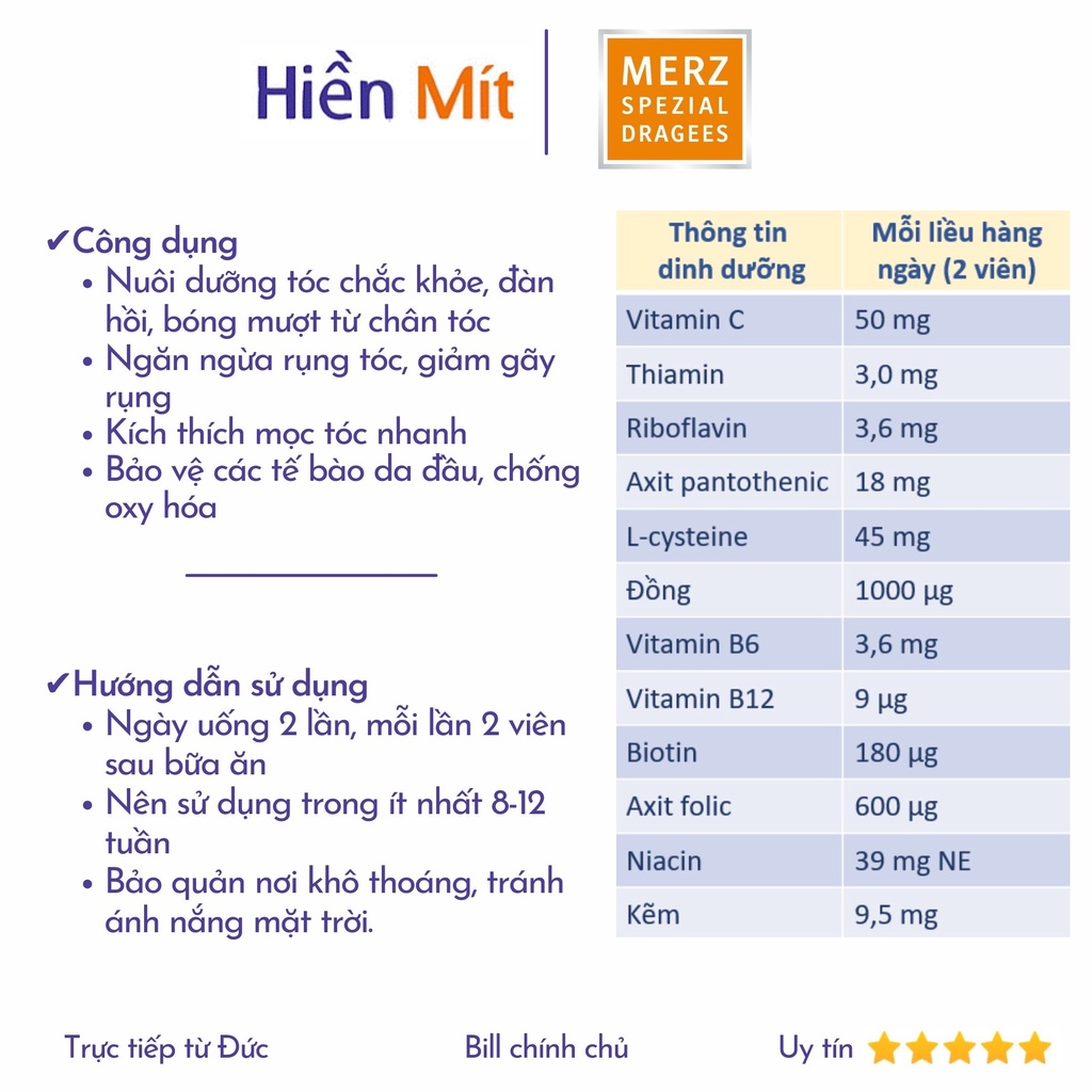 Bill Đức Chăm Sóc Tóc Ngăn Rụng Tóc Merz Spezial Activ
