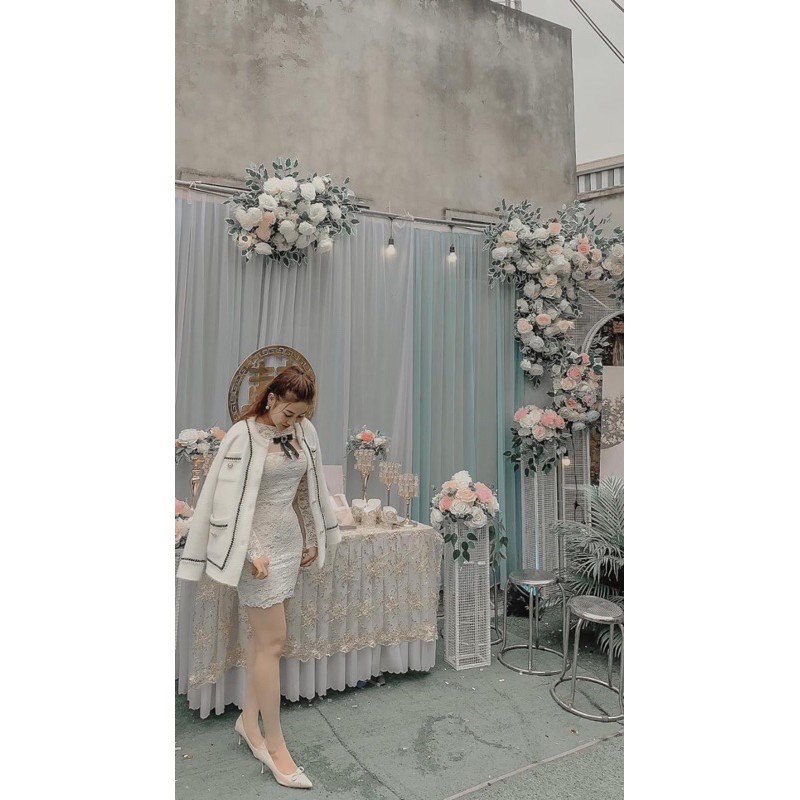 Áo len lông khuy ngọc viền dạ tweet | BigBuy360 - bigbuy360.vn