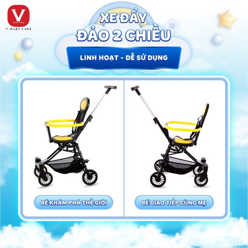 Xe đẩy gấp gọn đảo chiều Q1 bản nâng cấp 2022