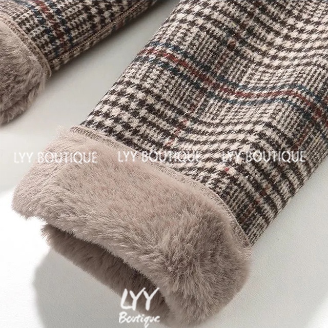 Áo khoác nữ dạ kẻ cổ vest lót lông dày ấm áp freesize hàng Quảng Châu LYY BOUTIQUE