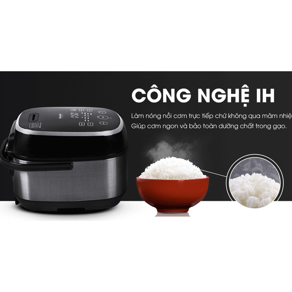 Nồi cơm điện tử nắp gài cao tần IH cao cấp 1.8L Sharp KS-IH191V-BK 1300W màu xám đen - Hàng chính hãng