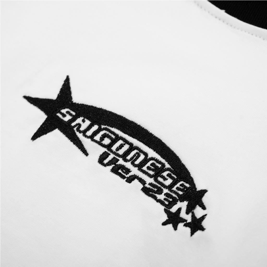 Áo Thun Baby Tee SAIGONESE Cotton Form Fit Chữ Thêu Unisex / Trắng