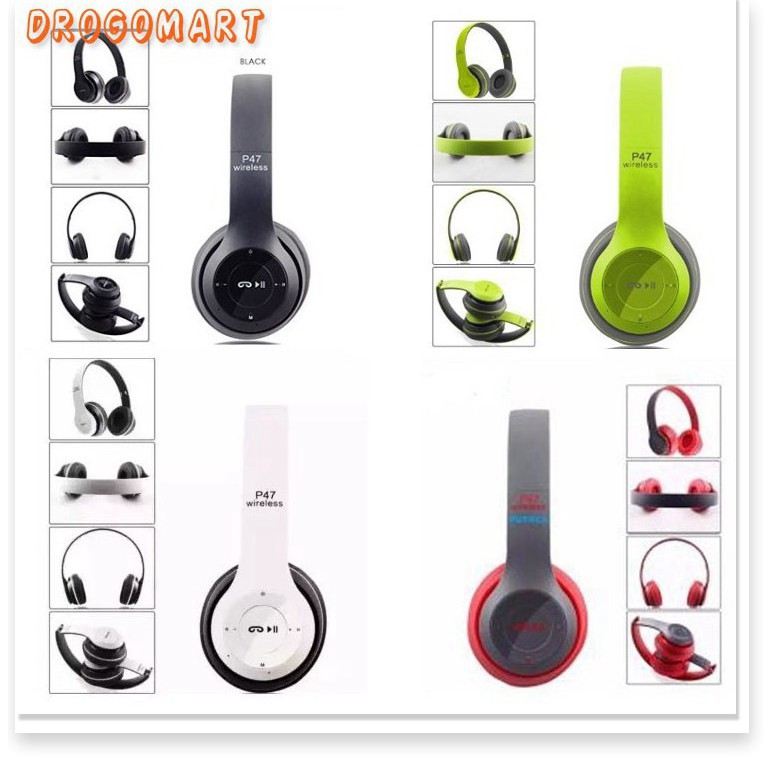 ( FREESHIP 99K ) Tai nghe chụp tai cao cấp có khe thẻ nhớ Bluetooth P47 Âm thanh đỉnh cao Bảo Hành 6 tháng