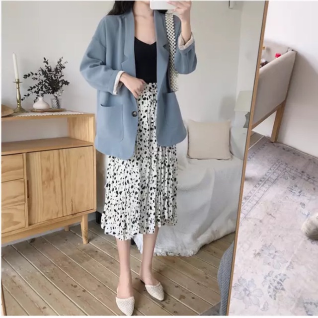 (Order-ảnh thật) bigsize S-4XL Set rời áo vest blazer + chân váy hoạt tiết nhăn 2019 | BigBuy360 - bigbuy360.vn