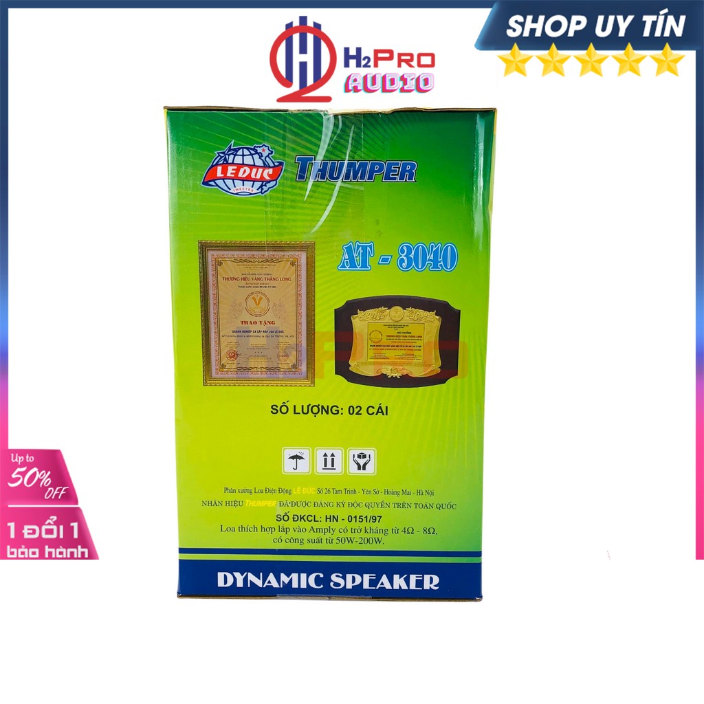 Bộ 4 Loa 2 Trung-2 Treble Thumper AT3040, Loa Nâng Tiếng Treble-Mid Cao Cấp-200W-8 Ôm-Lời Sáng (Tụ Hàn Sẵn)-H2Pro Audio