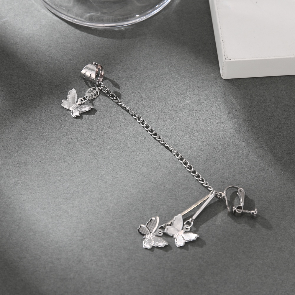 Bông Tai Dạng Kẹp Hình Bướm Màu Bạc 2022 Thời Trang Phong Cách Hàn Quốc Cho Nữ