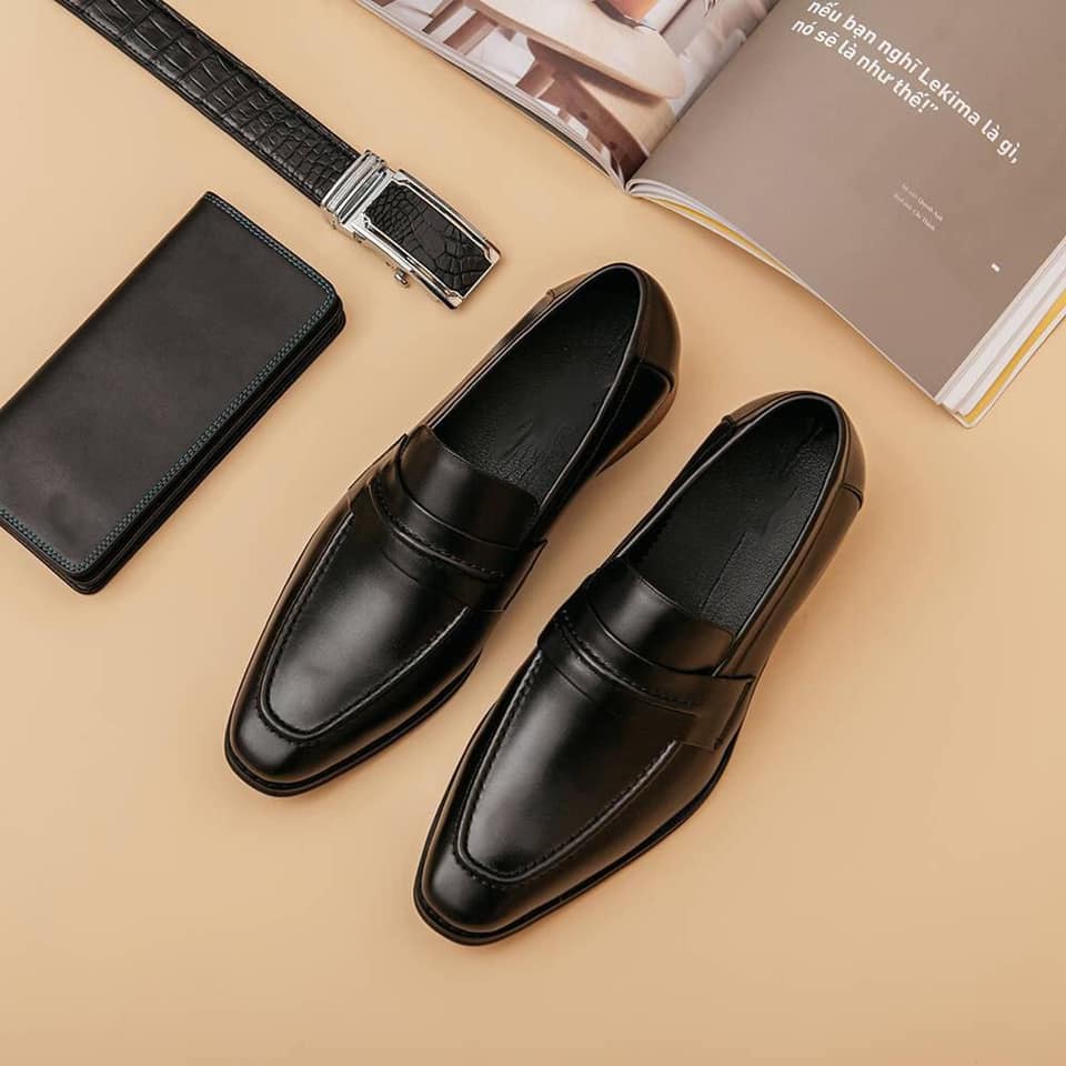 Giày lười nam Hàn Quốc da bò thật bảo hành 1 năm dáng Penny Loafer - Mã T186