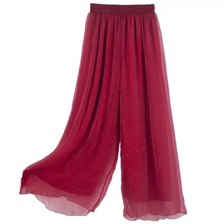Quần Váy Chiffon Lụa Ống Rộng Màu Vàng Thời Trang Xuân Hè Sử Dụng Cho Tập Yoga/Khiêu Vũ/Tập Yoga -LHI(2