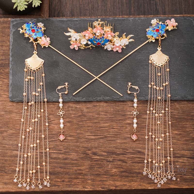 GETNOIVAS Trâm Cài Tóc Bằng Hợp Kim Thiết Kế Tua Rua Phong Cách Vintage Thanh Lịch