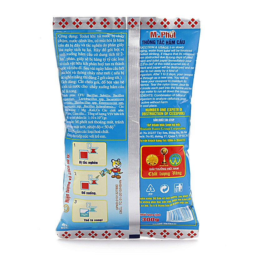 Bộ 2 gói bột thông hầm cầu M.Phốt 300g/gói