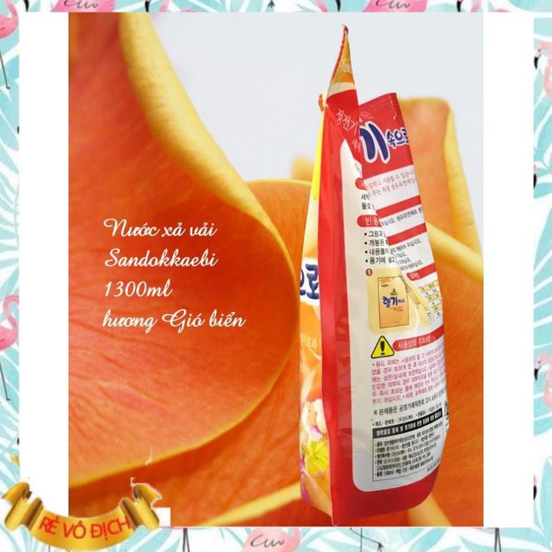 Nước Xả Vải Hàn Quốc ⚡FREESHIP⚡ cho da nhạy cảm dạng túi 1.3L (Hương Gió biển) an toàn cho cả gia đình bạn