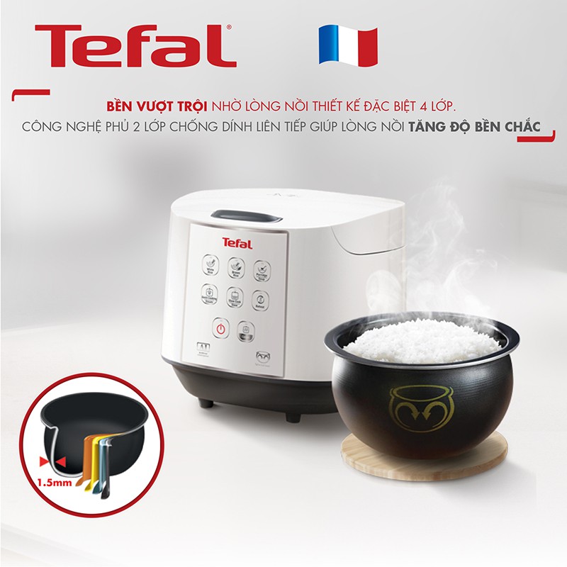 [Mã ELTEFALWL5 giảm 10% đơn 500K] Nồi cơm điện tử Tefal RK732168 - 1.8L, 750W