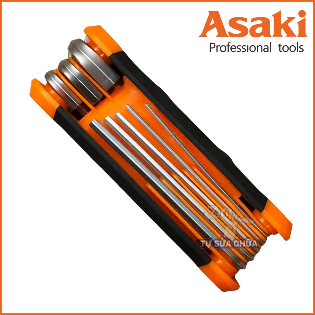 Bộ lục giác gấp 8 chi tiết Asaki AK-7980 - Bộ lục giác xếp 8 trong 1 Asaki