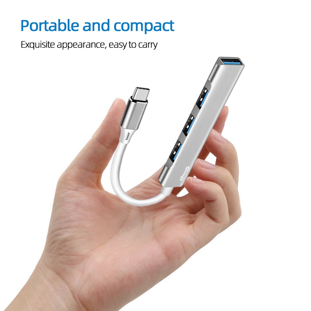 Trạm sạc Elough mini 4 cổng trong 1 USB C sang USB 3.0 2.0 thích hợp cho Macbook