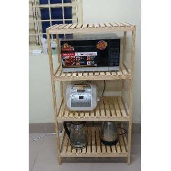 Kệ lò vi sóng gỗ 4 tầng - kệ nhà bếp đa năng
