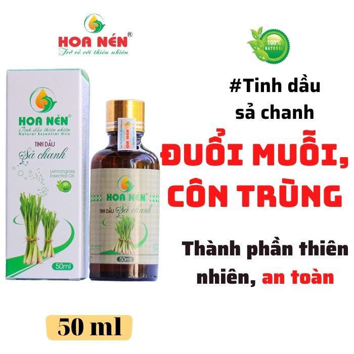 Tinh dầu Sả Chanh 50ml - Hoa Nén - Hương thơm mát, khử mùi, ẩm mốc, đuổi muỗi, côn trùng