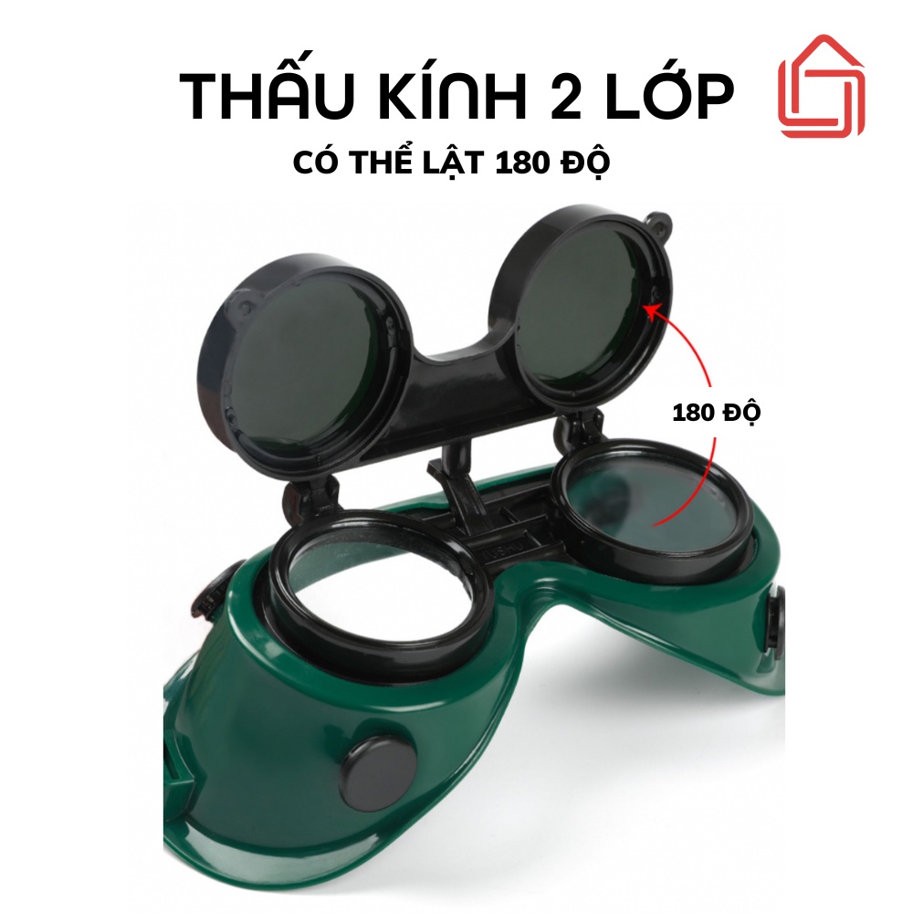 Kính hàn 2 lớp cao cấp bảo vệ mắt, Kính chuyên dụng cho thợ hàn cơ khí, Mặt nạ hàn điện, hồ quang