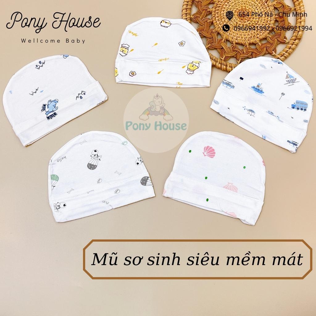 Mũ Sơ Sinh Chất Cotton Thun Lạnh Siêu Mềm, Mát Cho Bé Trai, Bé Gái Sơ Sinh Từ 0-3 Tháng