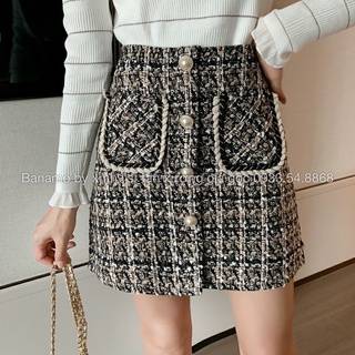 Chân váy dạ hottrend 2 túi phối khuy ngọc thời trang Banamo Fashion 5913 #7
