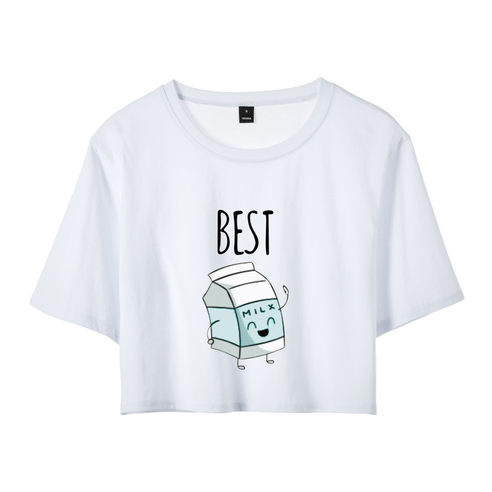 Áo Thun Crotop Form Rộng Tay Ngắn Chất Cotton Mền Mại In Hình Best Milk Ulzzang Style Hàn Quốc TTT0132