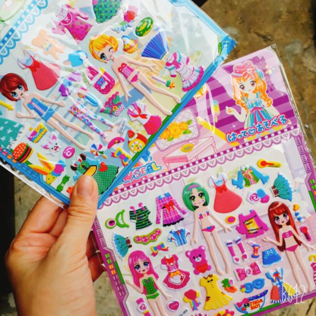 Sticker cute, hình dán cute búp bê, công chúa, thú vật