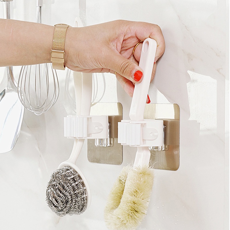 Giá Đỡ Cây Lau Nhà/Cọ Gắn Tường Đa Năng Cho Nhà Bếp/Phòng Tắm