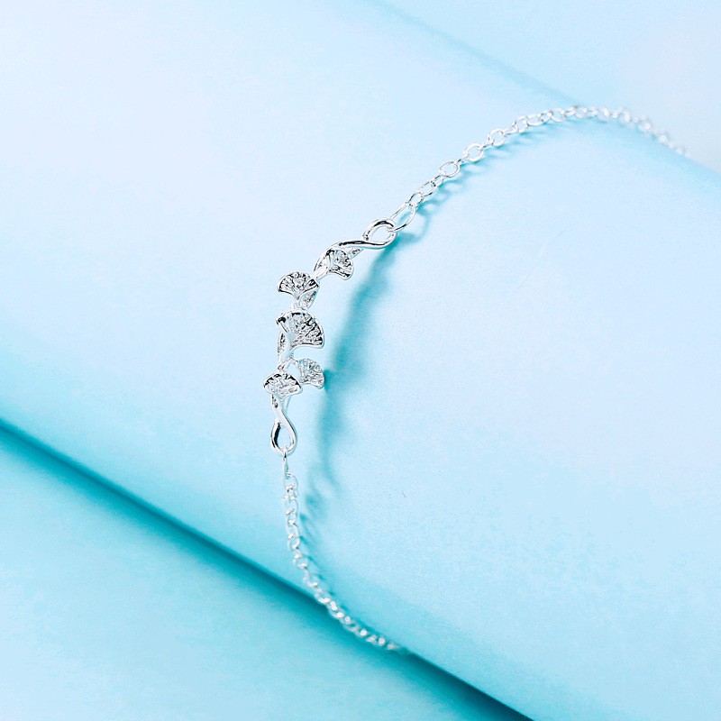 Vòng tay hợp kim mặt hình chiếc lá xinh xắn phong cách Nhật Bản cho nữ