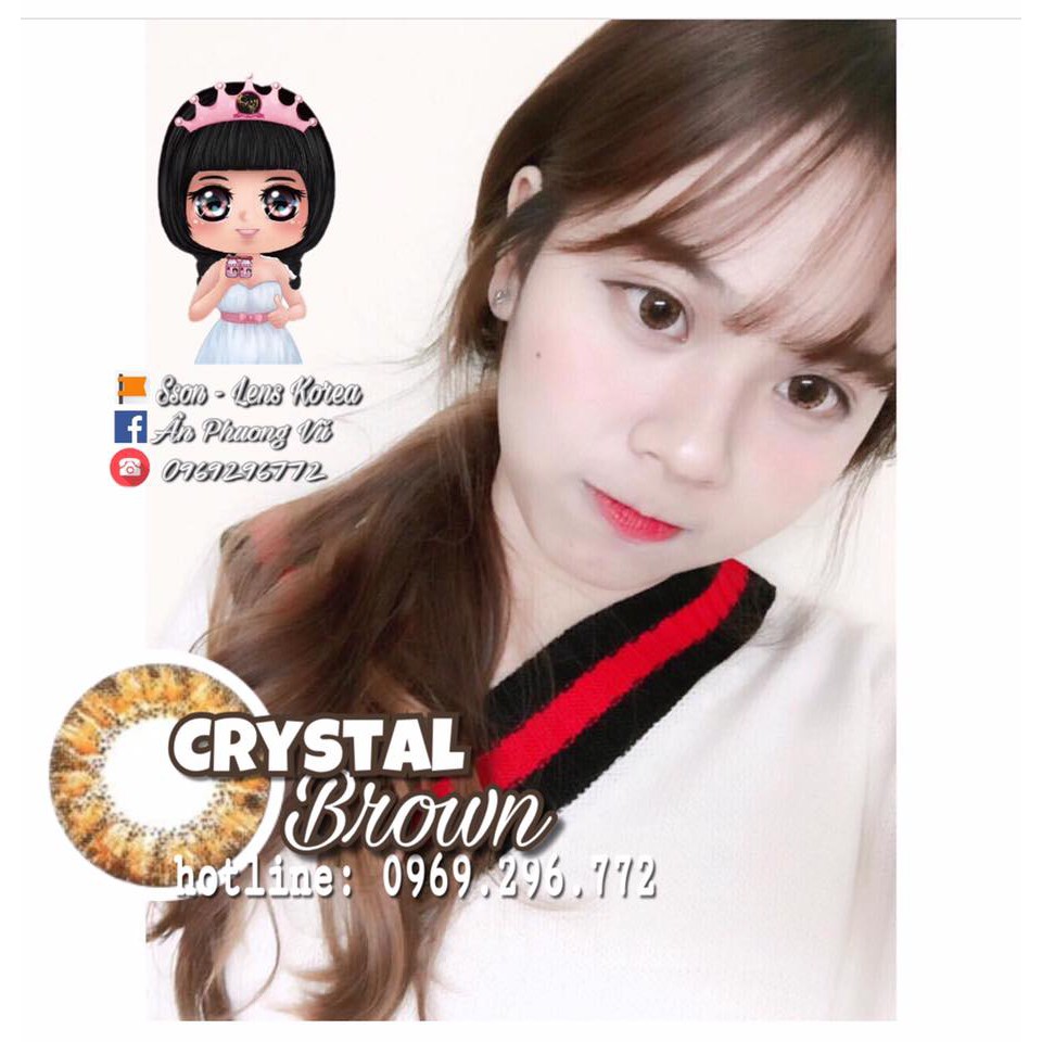 [KHÔNG CẬN] Mẫu Crystal Brown - giãn 15mm - Vassen Contact Lens - Kính áp tròng