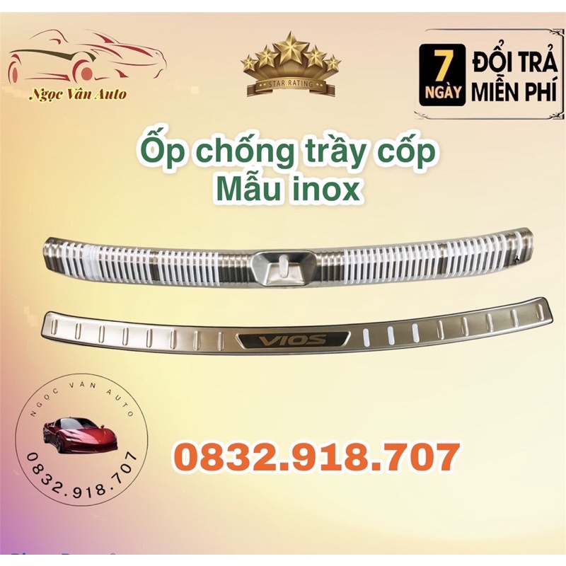 Ốp chống trầy cốp Vios 2019 - 2021 inox cao cấp