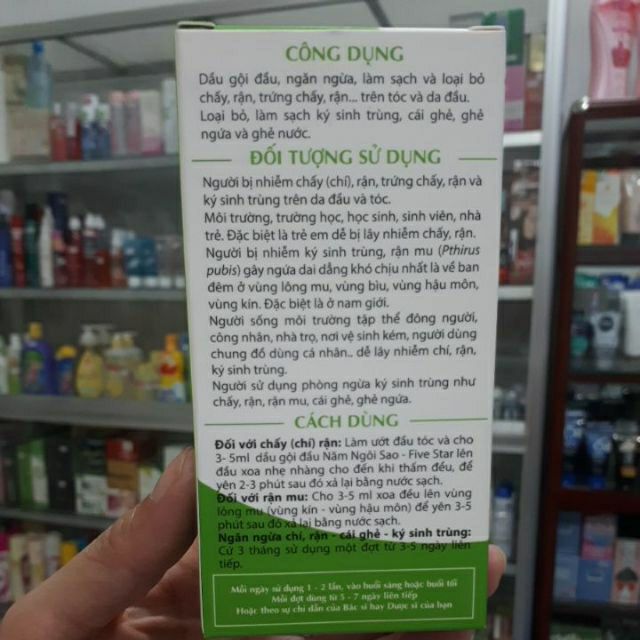 DẦU GỘI DIỆT CHÍ & DIỆT LUÔN TRỨNG CHÍ NĂM NGÔI SAO 60ML HIỆU QUẢ NHANH