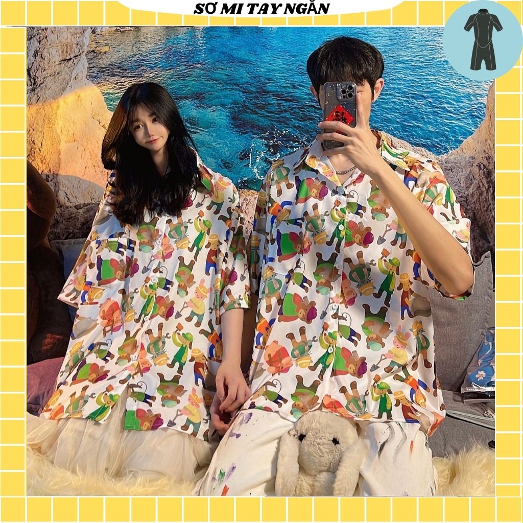 Áo sơ mi unisex from rộng nam nữ , sơ mi nam nữ vải voan lụa mịn mát free size 40kg - 70kg
