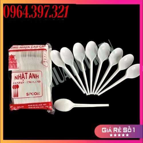 Gói 90 Chiếc Muỗng Thìa Nhựa Trắng Cho Hộp Cơm Văn Phòng , Thìa Nhựa Dùng 1 Lần Cao Cấp Đủ Loại