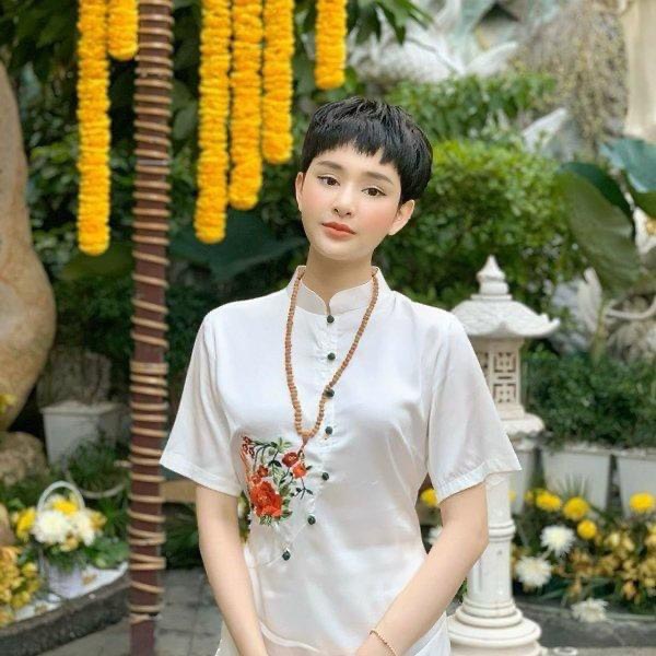 Mẫu Áo Lam Đi Chùa Thêu Hoa, Đủ Size