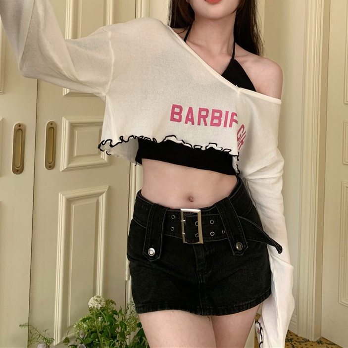 Bộ Áo Thun Dài Tay Thời Trang Hàn Quốc Dành Cho Phụ Nữ Mùa Thu Mới Dây Đeo