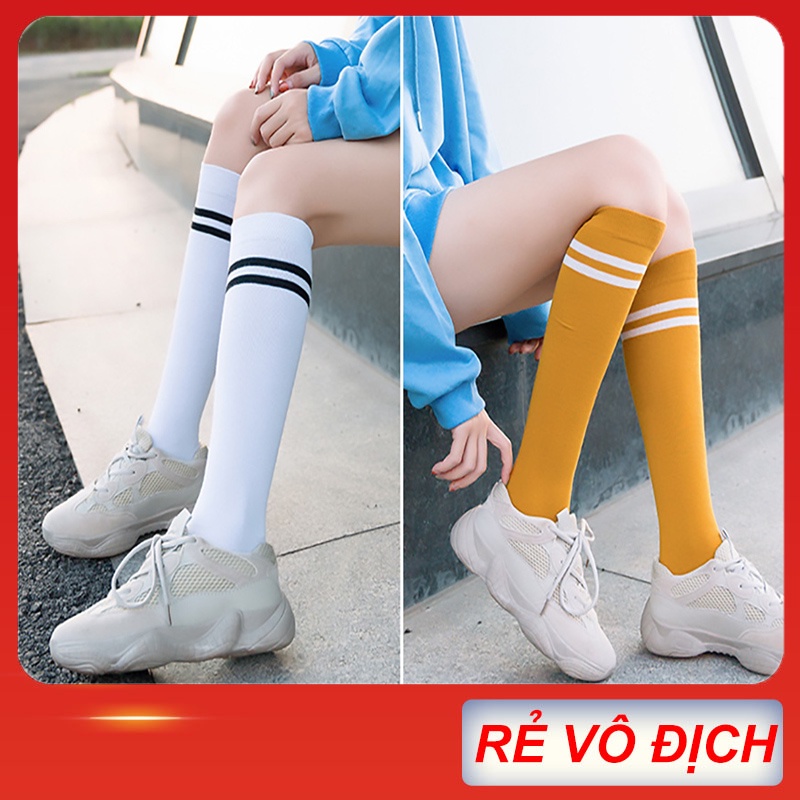Tất vớ nữ cao cổ dài dưới gối phong cách Hàn Quốc loại dày dặn 90% cotton cực thoáng mát dài 38cm