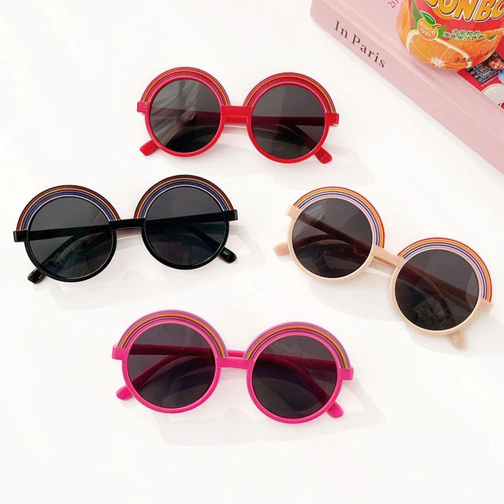 Kính Mát Tròng Tròn Màu Cầu Vồng Dễ Thương Bảo Vệ Mắt Cho Bé Gái WMES15H