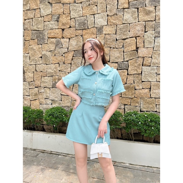 SET CROP BỐ DẠ XANH TƯA LAI + CHÂN VÁY