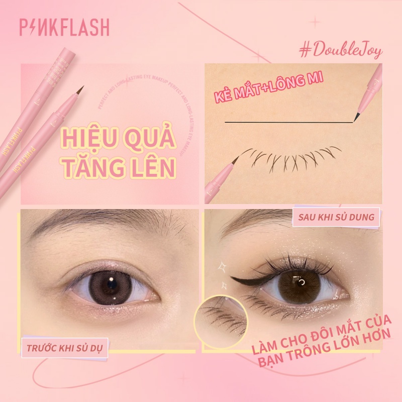 Bút kẻ mắt dạng lỏng PINKFLASH nhanh khô chống thấm nước lâu trôi siêu mảnh 0.01mm