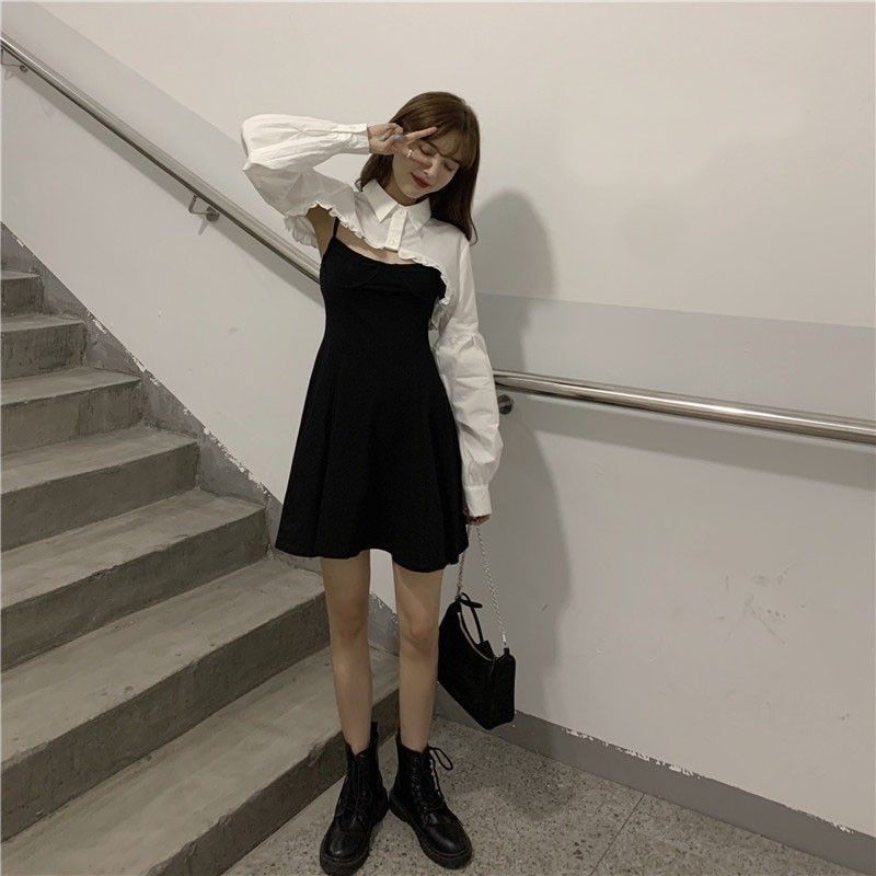 [ORDER] Váy thun hai dây mix sơ mi lửng cực sexy - Có ảnh | BigBuy360 - bigbuy360.vn