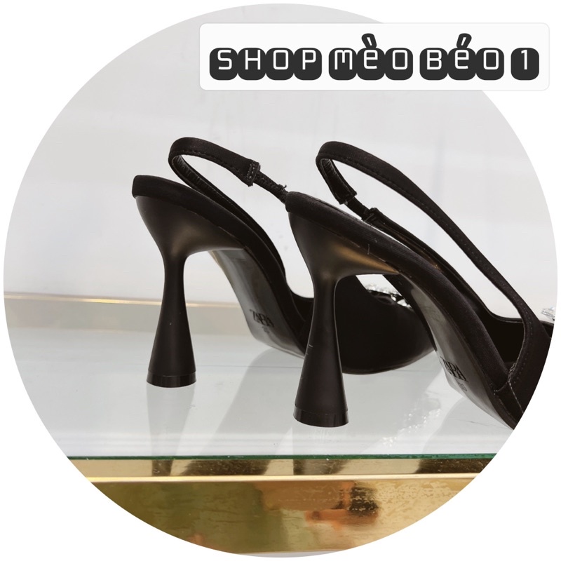 Sandal zara mặt đá tròn gót nhọn xuất dư fullbox