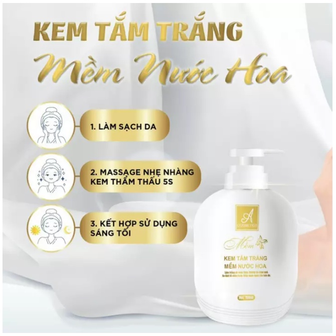 Kem Tắm Trắng Mềm Nước Hoa 150ml Cung cấp vitamin B giúp mờ các vết thâm, vết sần sùi và làm trắng da