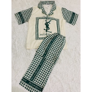 Đồ ngủ, pijama lụa hoạ tiết YSL cao cấp