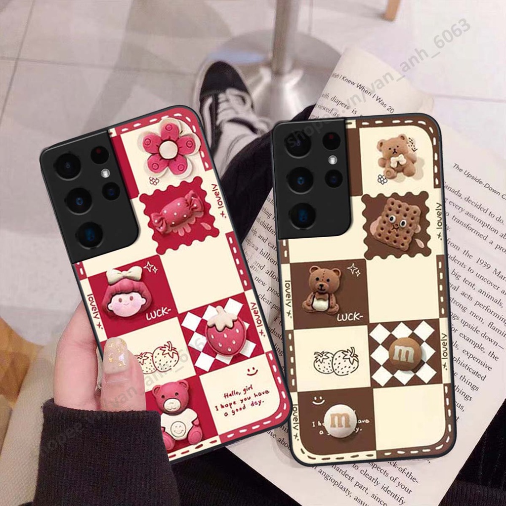 Ốp lưng Samsung S21 Ultra hình gấu, kẹo dễ thương cute
