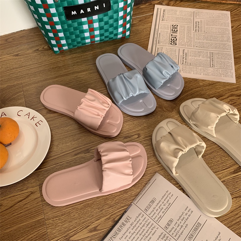 15T399- Dép Nhựa đế mỏng nữ tính quai Nhúng đơn giản màu pastel cực sang