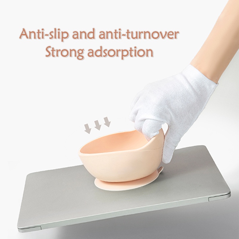 Bộ Tô Và Muỗng Ăn Bằng Silicone Cấp Thực Phẩm Có Giác Hút Cho Bé