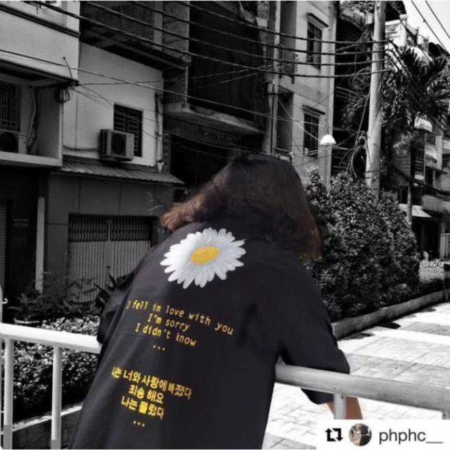 Áo thun tay lỡ unisex form rộng phông Hoa Cúc Nhỏ nam nữ cuons hút KMG