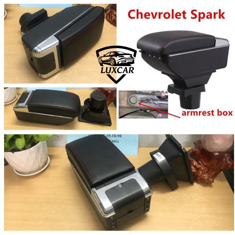 Hộp tỳ tay xe CHEVROLET SPARK tích hợp cổng sạc USB | Chất liệu da PU cao cấp