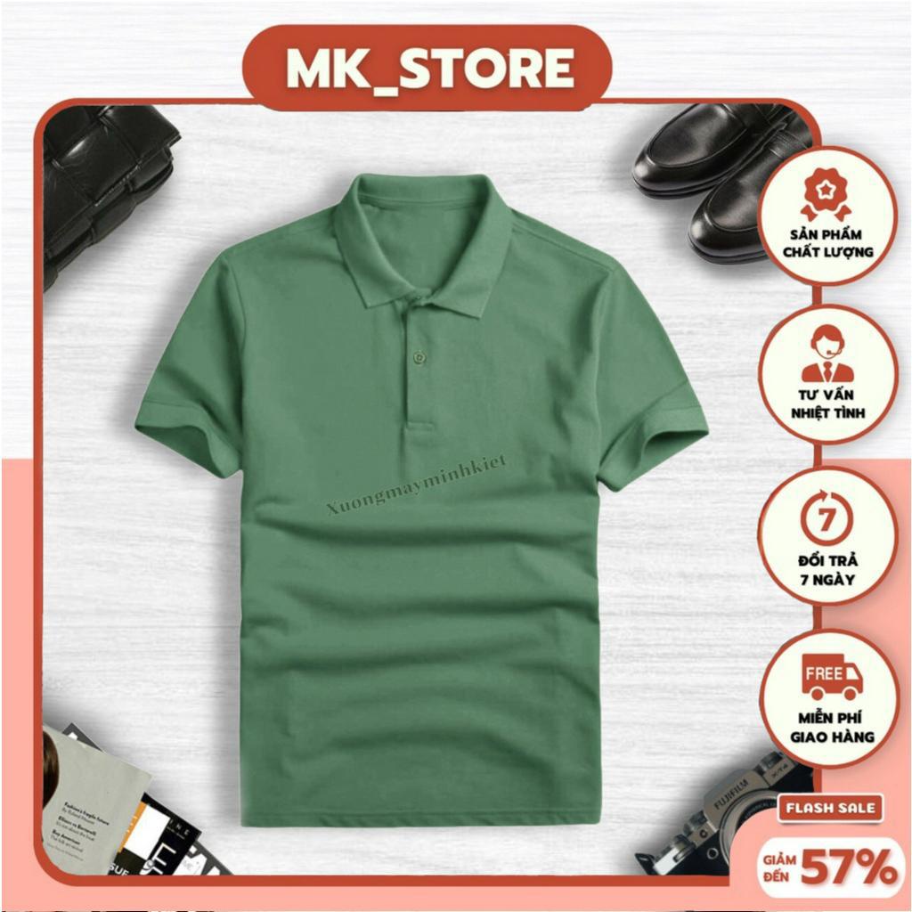 Áo Polo Nam Xanh Rêu , Áo Thun Thái Poli Cá Sấu 4 Chiều, Vải Chống Xù, Không Ra Màu khi Giặt