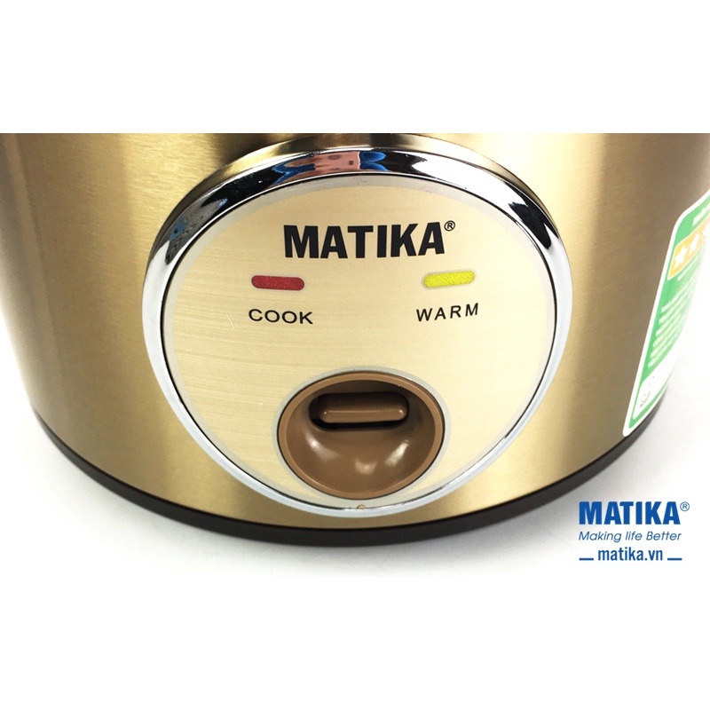 Nồi Cơm Điện Matika MTK-RC0511 (1.2L) Màu Vàng Đồng Sang Trọng Nấu Cơm Ngon Chuẩn Vị Mẹ Nấu, Bảo Hành 12 Tháng