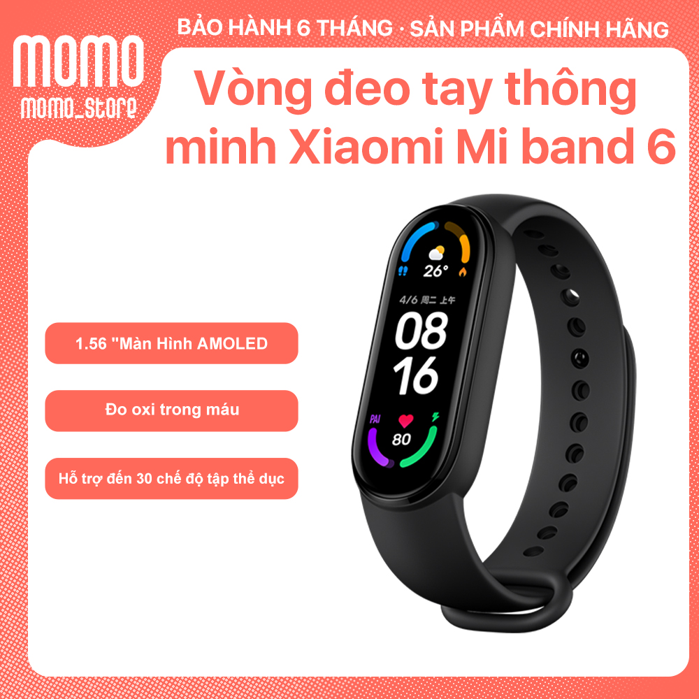 [ Sẵn hàng ] Vòng đeo tay thông minh Xiaomi Mi band 6 - Vòng tay theo dõi sức khoẻ, tập luyện thể thao - Màu đen